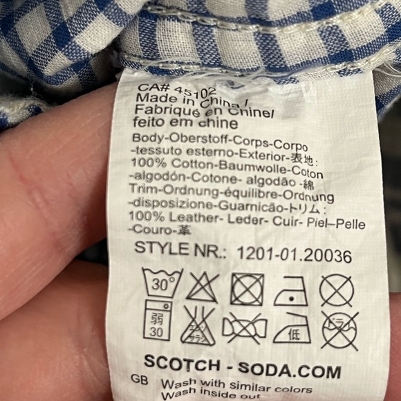 Scotch & Soda Mens Brushed cotton flannel Shirt w/ Leather detail front pockets - Picture 5 of 5